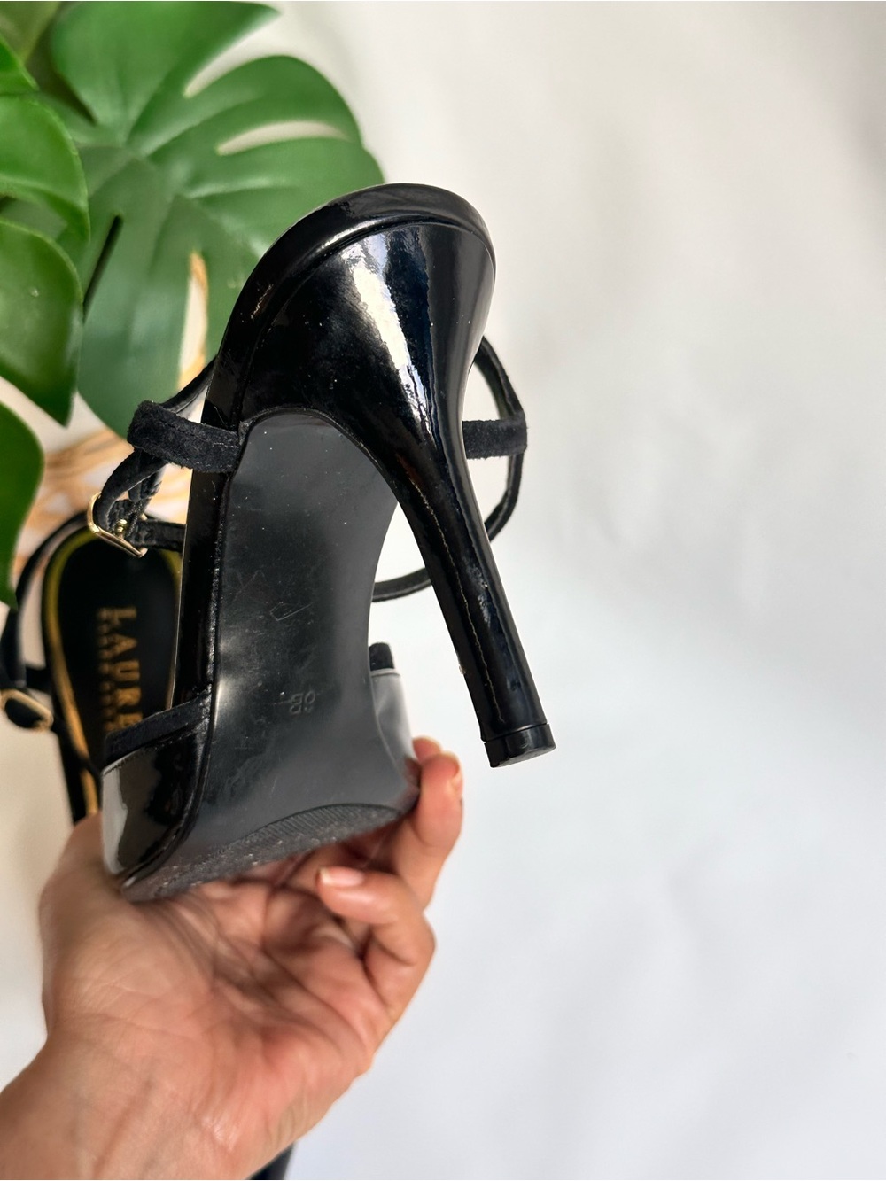 Lauren Ralph Lauren Black Patent Pointed-Toe Slingback Pumps - Picture 5 of 7